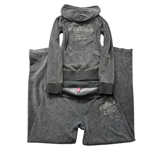 Victoria's Secret PINK 86 Tour Women Gray Velour Tracksuit Set Hoodie & Pant M/S