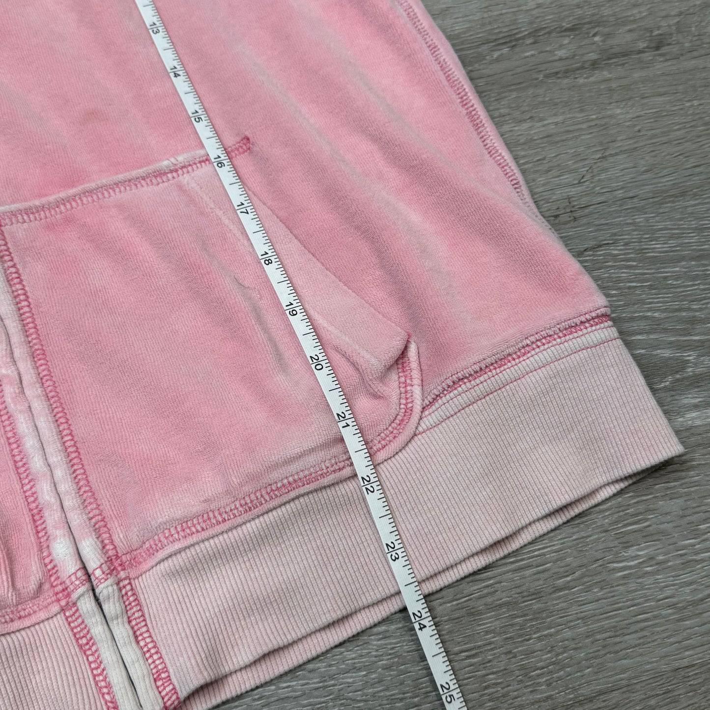 Victoria's Secret PINK "Love Pink" Women's Pink Velour Zip-Up Hoodie Logo Size M