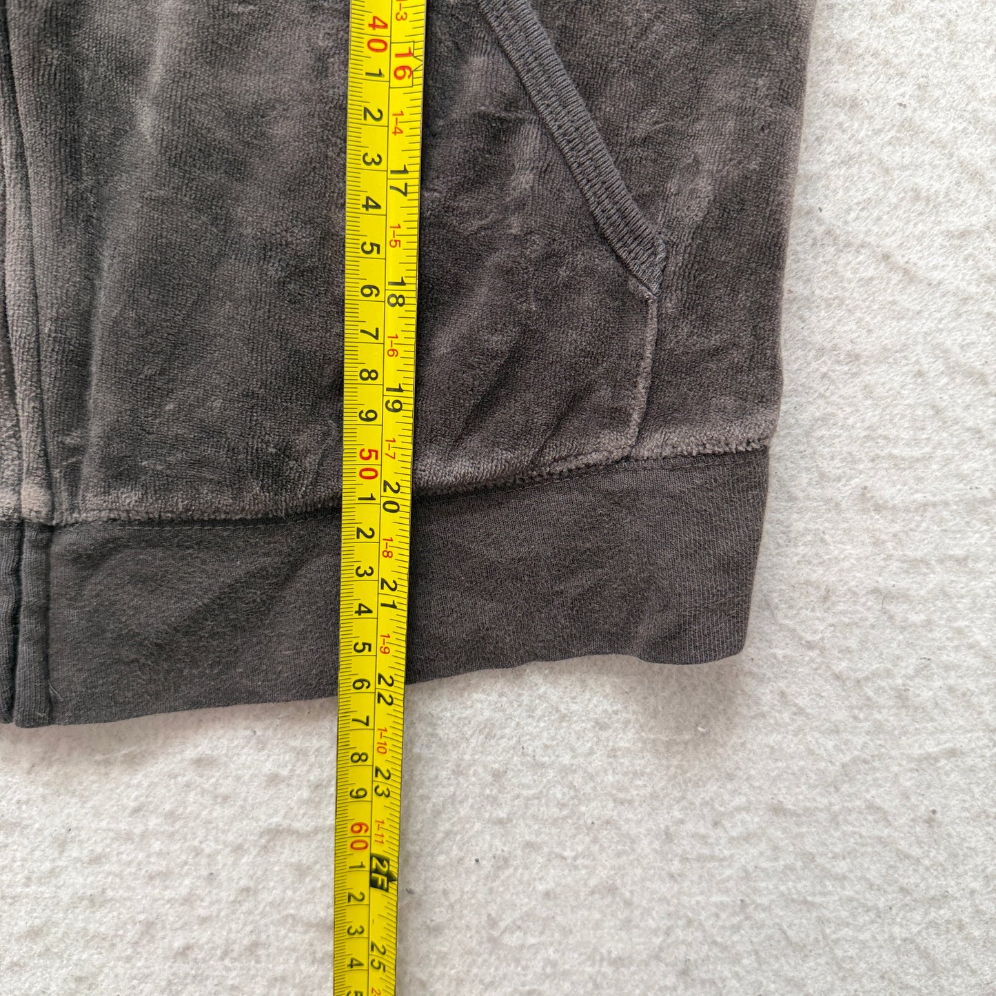 Vtg Juicy Couture Women's Charcoal Gray Velour Tracksuit Set Hoodie & Pant - S/L