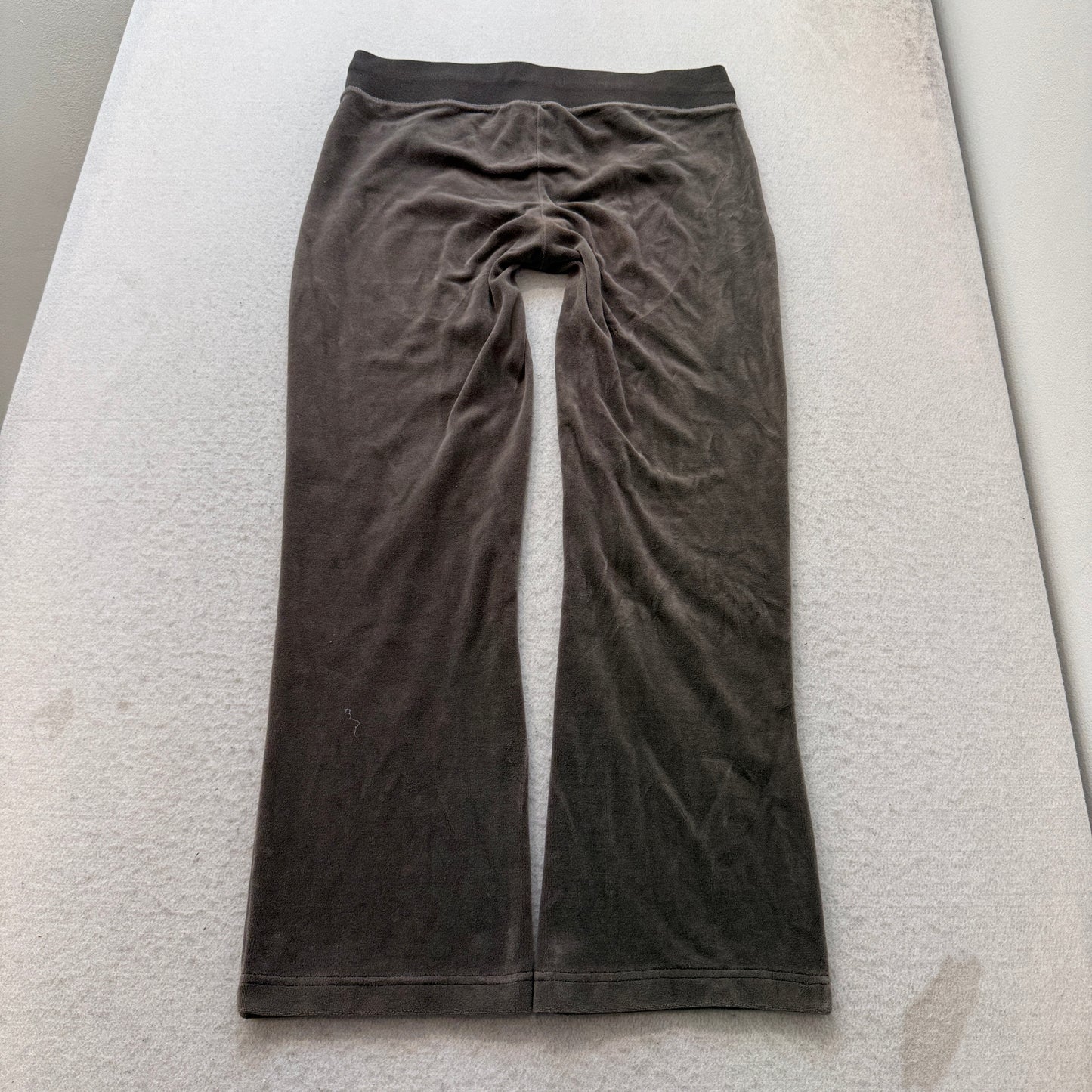Juicy Couture Women's Dark Brown Velour Flared Track Pants Drawstring Y2K Size M