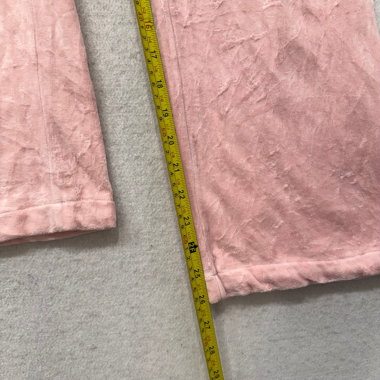 Vintage Juicy Couture Women's Pink Velour Flared Track Pant Low Rise Logo Size S