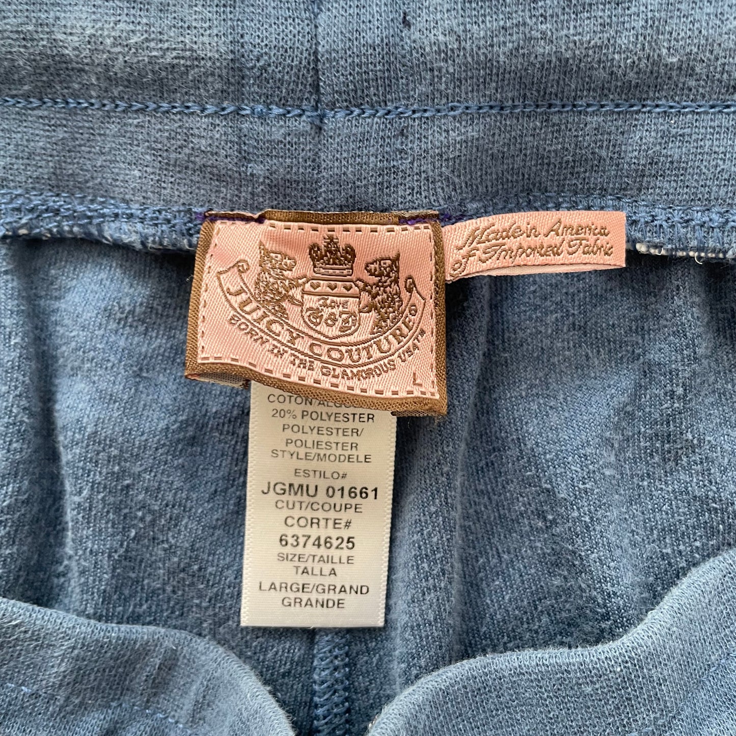 Vintage Juicy Couture Women Blue Velour Flared Leg Track Pant Drawstring Size L