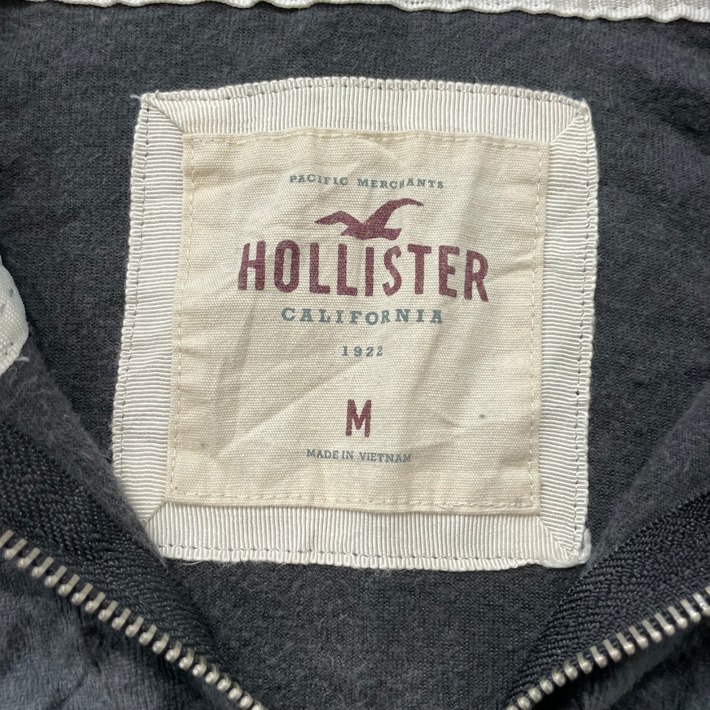 Hollister California Womens Charcoal Velour Zip-Up Hoodie Long Sleeve Y2k Size M