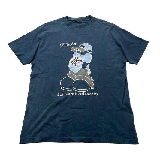 Vintage SOHK School of Hard Knocks Lil Bolo Men Navy Blue Graphic T Shirt Size L