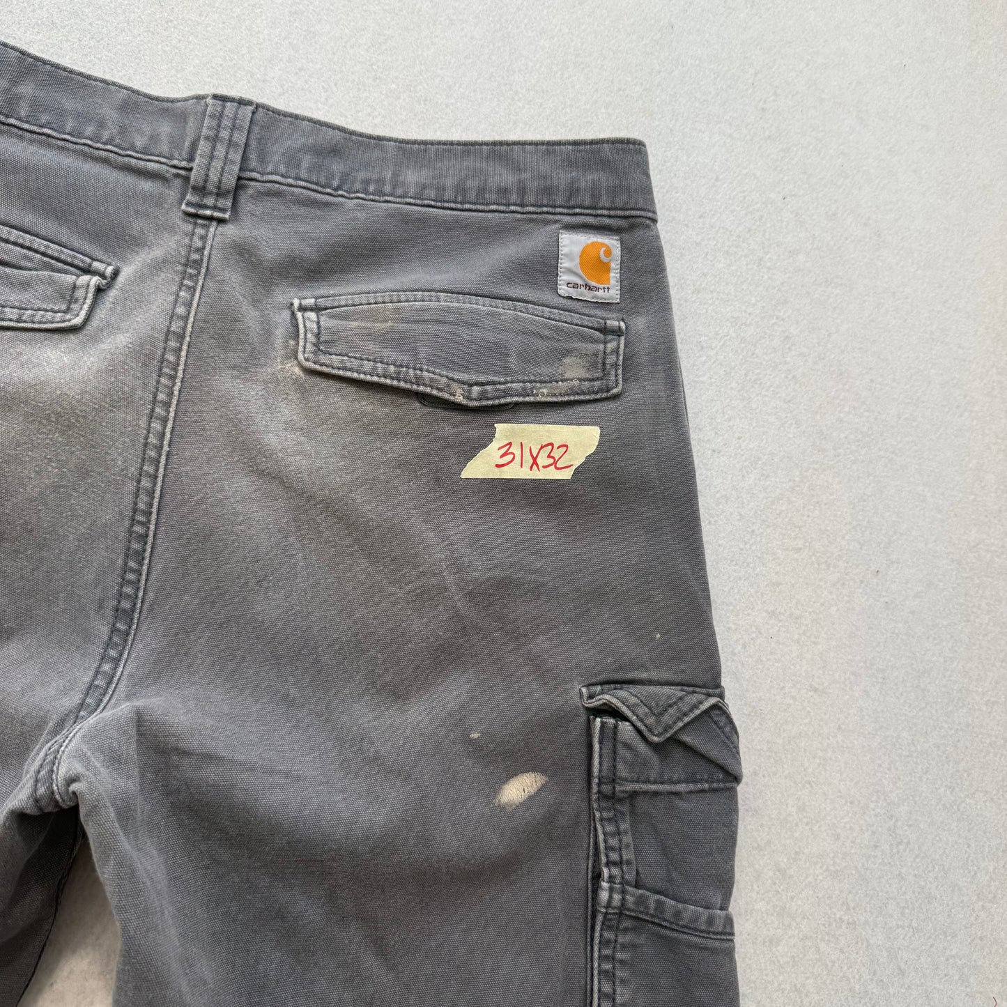 Carhartt Relaxed Fit Men's Faded Gray Canvas Utility Pants Workwear Size 31x32