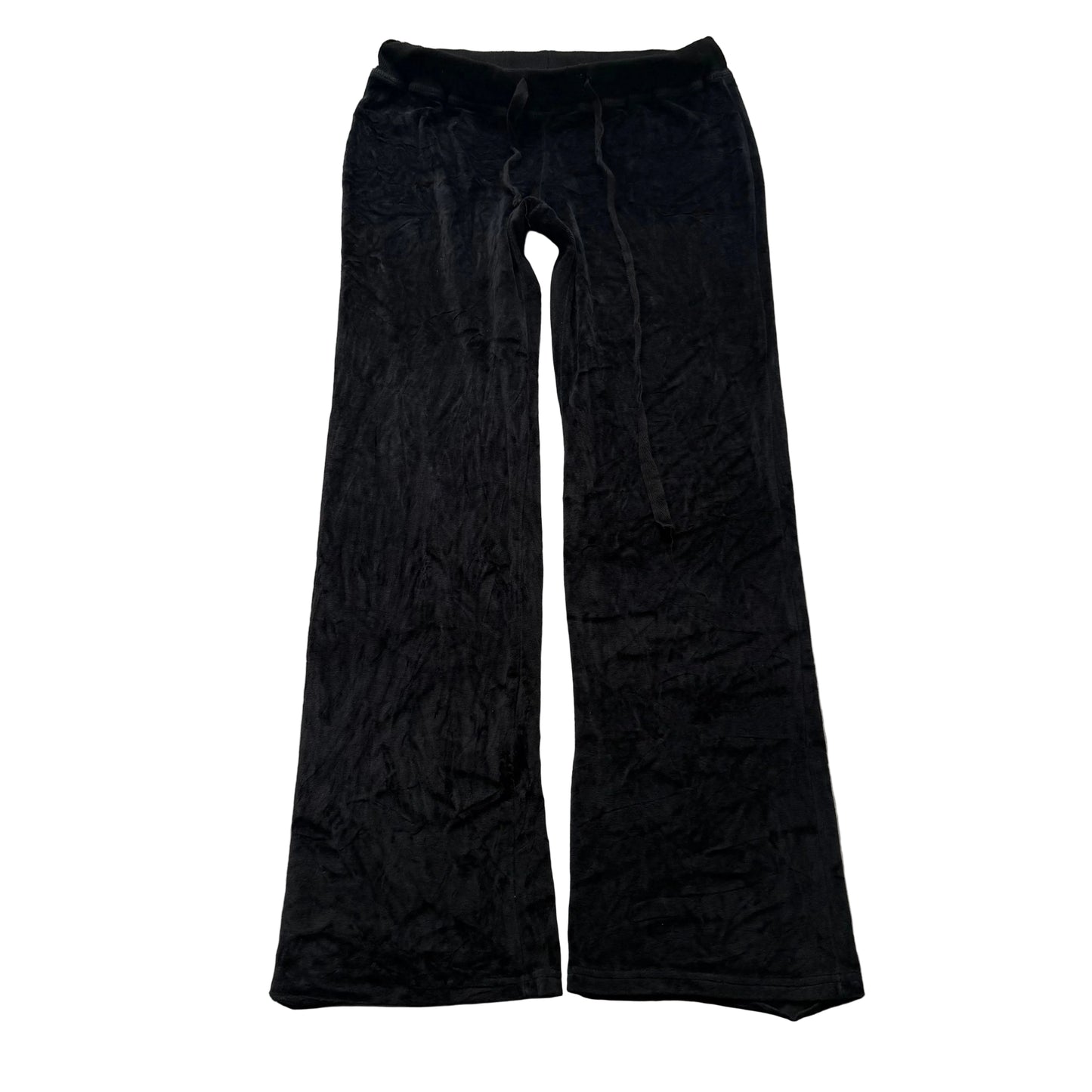 Vintage Juicy Couture Women's Black Velour Flared Track Pants Drawstring Size S