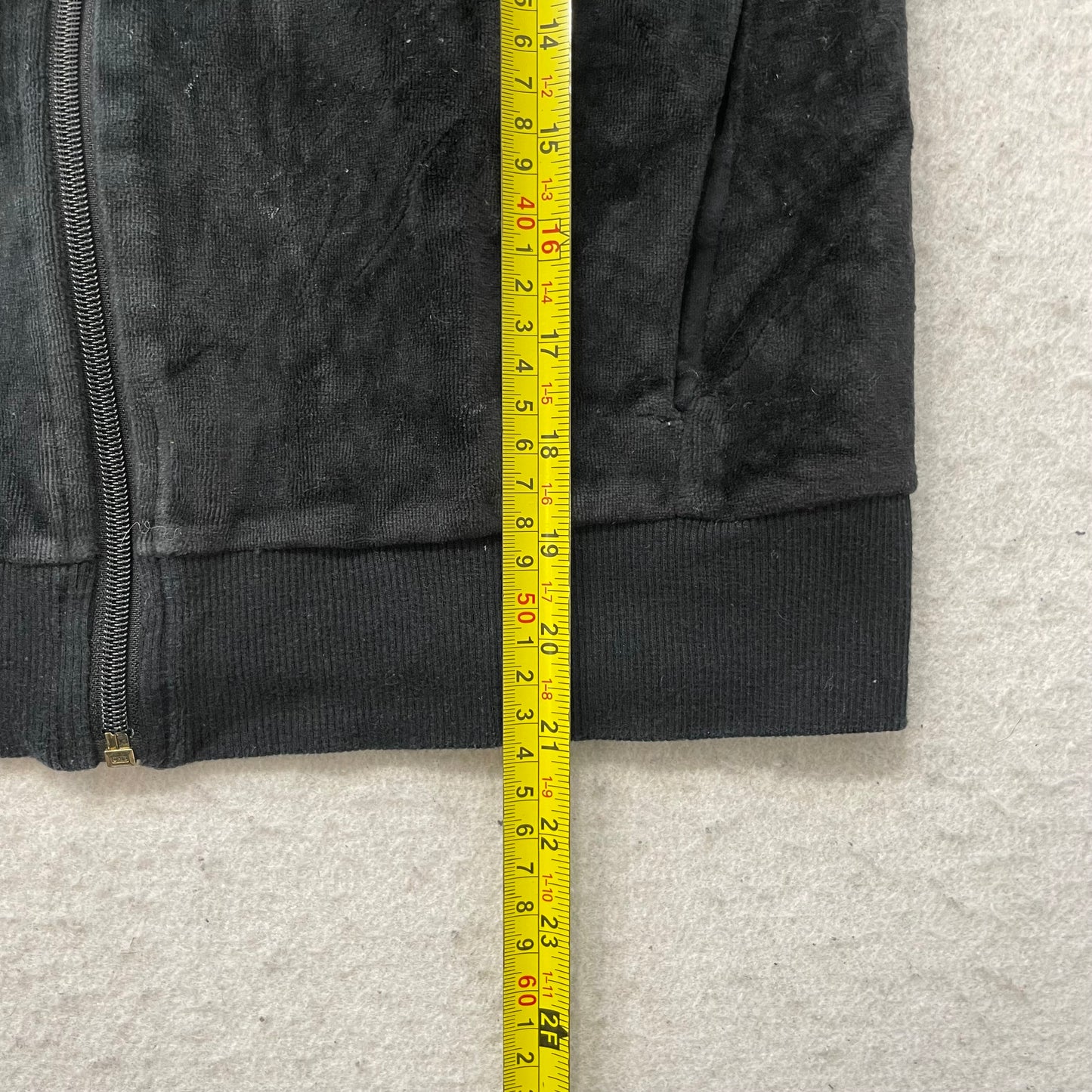 Puma Women's Jet Black Velour Zip-Up Track Jacket Loungewear Casual Logo Size M