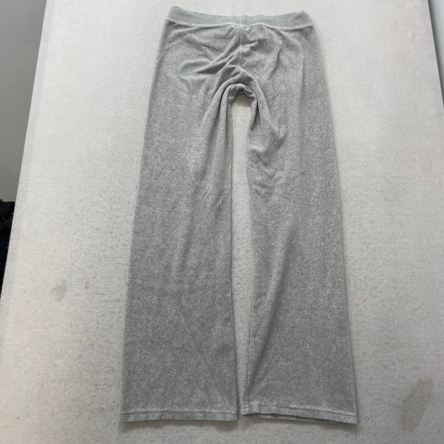Juicy Couture Women's Heather Gray Velour Flared Track Pant Logo Preppy Size 14