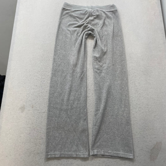 Juicy Couture Women's Heather Gray Velour Flared Track Pant Logo Preppy Size 14