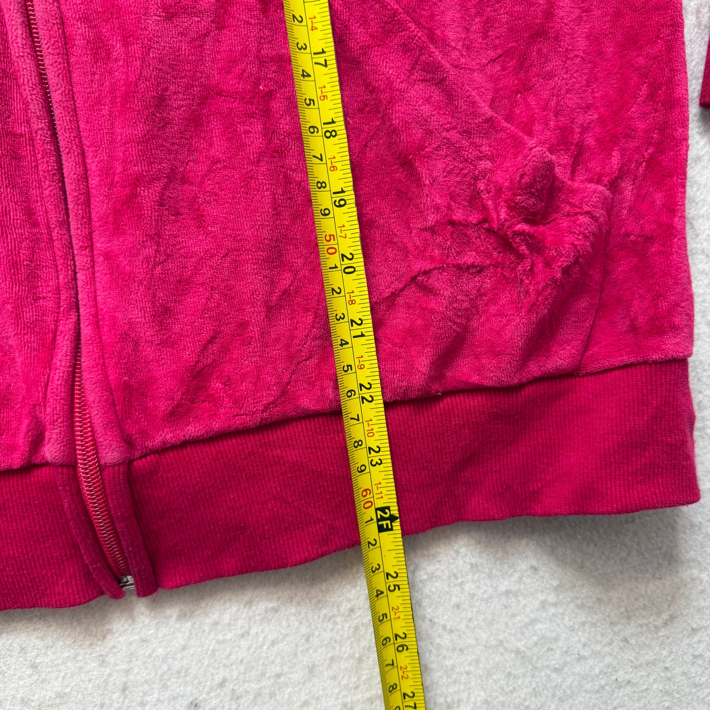 Vintage Juicy Couture Women's Hot Pink Velour Full Zip Hoodie Loungewear Size L