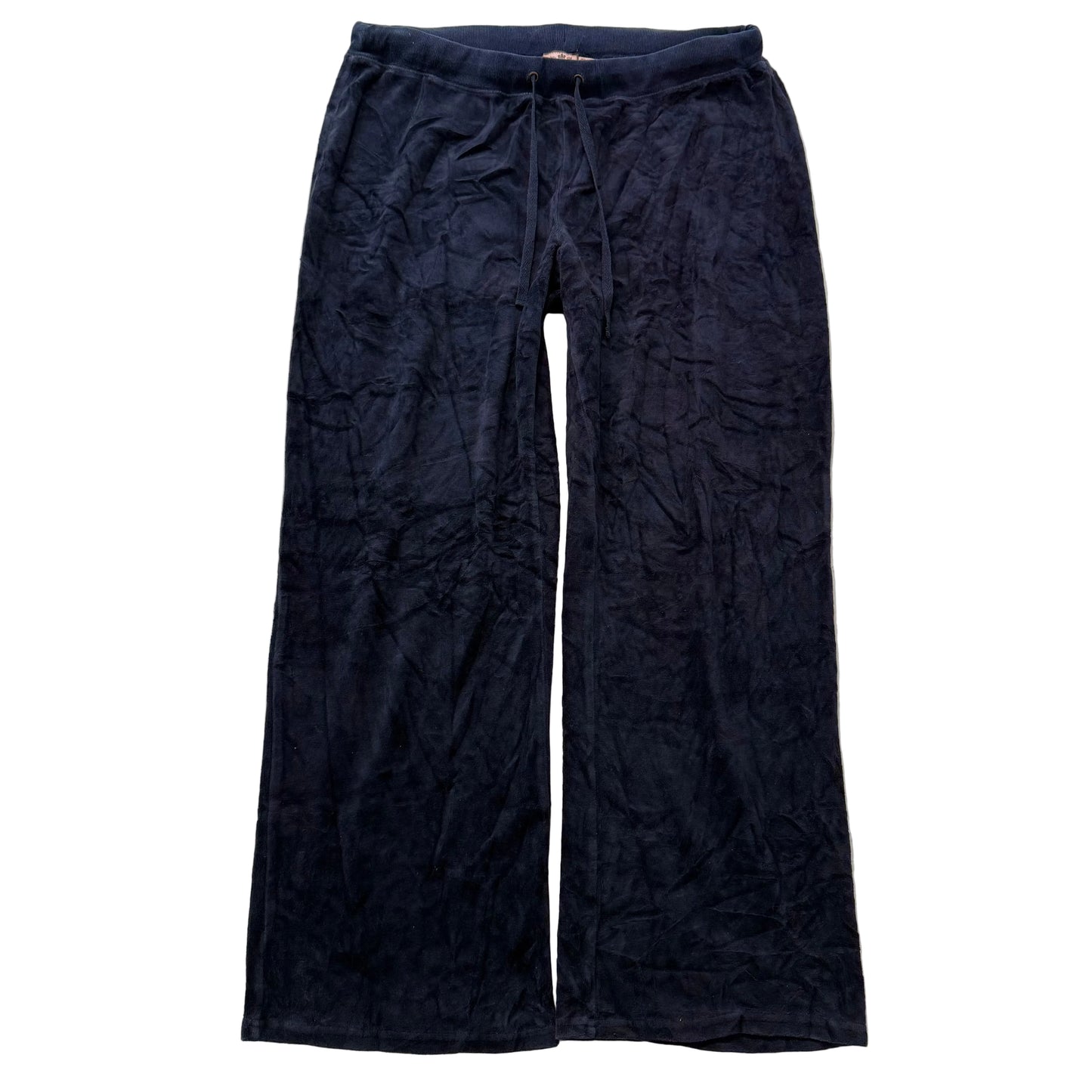 Vintage Juicy Couture Womens Navy Straight Wide Leg Track Pant Loungewear Size L