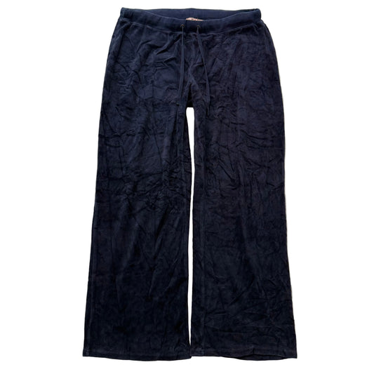 Vintage Juicy Couture Womens Navy Straight Wide Leg Track Pant Loungewear Size L