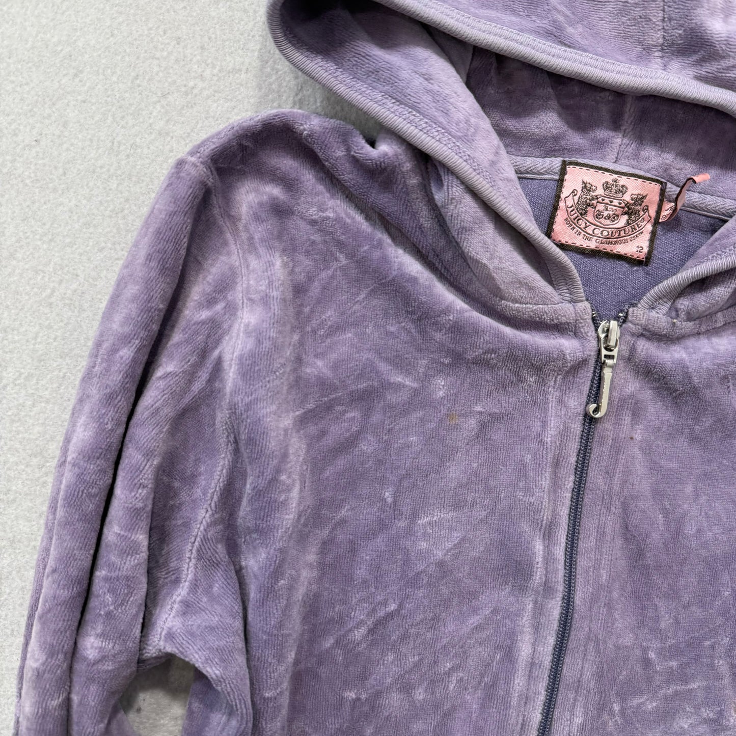 Juicy Couture All Hail Juicy Women's Lavender Velour Zip-Up Hoodie Y2k Size 12