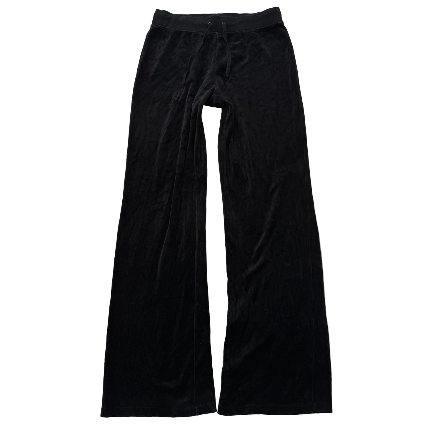 Vintage Juicy Couture Women's Black Velour Flare Track Pants Drawstring Size S