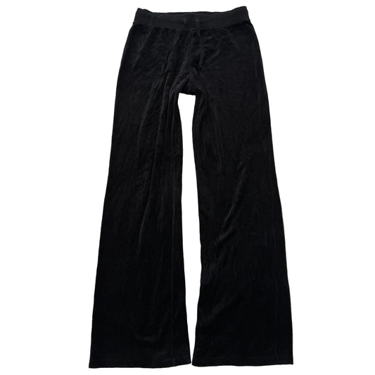 Vintage Juicy Couture Women's Black Velour Flare Track Pants Drawstring Size S