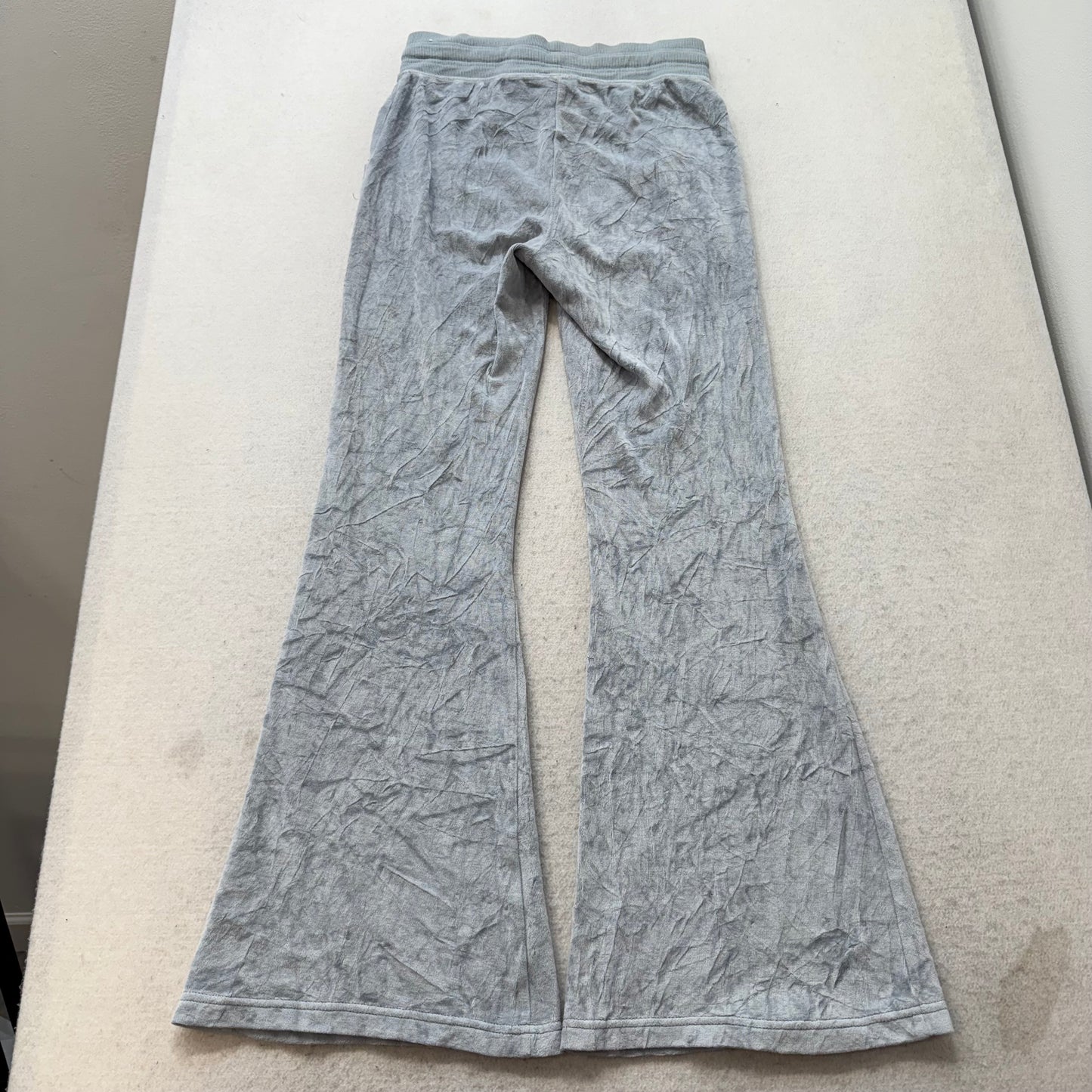 Vintage Juicy Couture Women's Gray Velour Flared Track Pant Bell Bottom Size S
