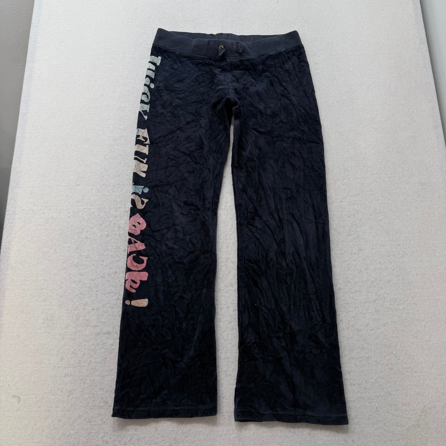 Juicy Couture Navy Velour Tracksuit Set Zip Up Hoodie & Pant Graphic Y2K Size 12