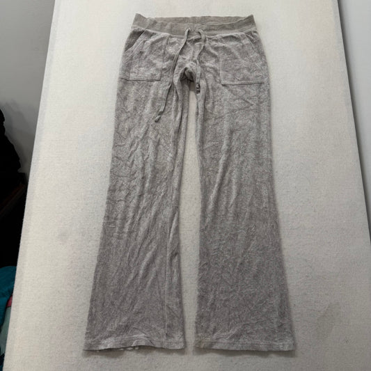 Juicy Couture Women's Heather Gray Velour Flared Track Pant Snap Pockets Size M