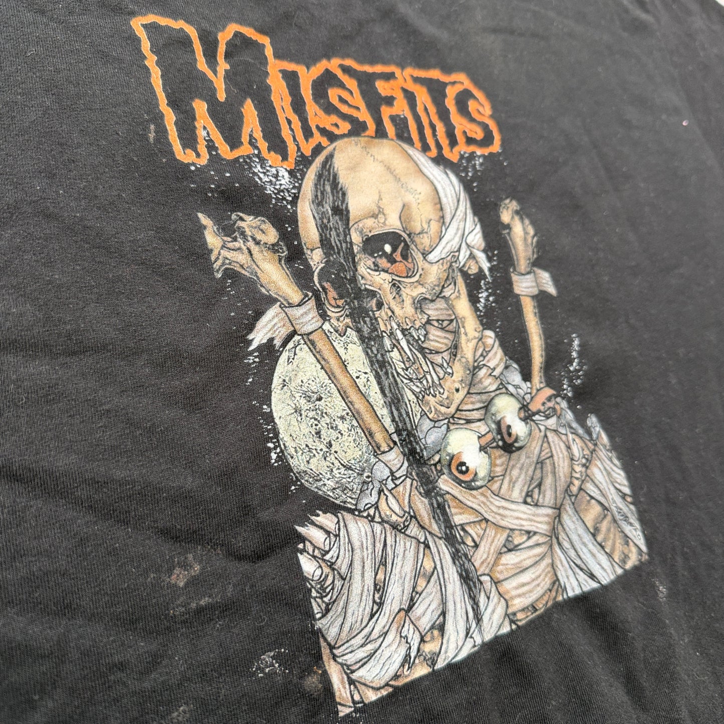 Misfits Pushead Vampire Band Graphic T-Shirt Mens Black Cotton Casual Tee Size L