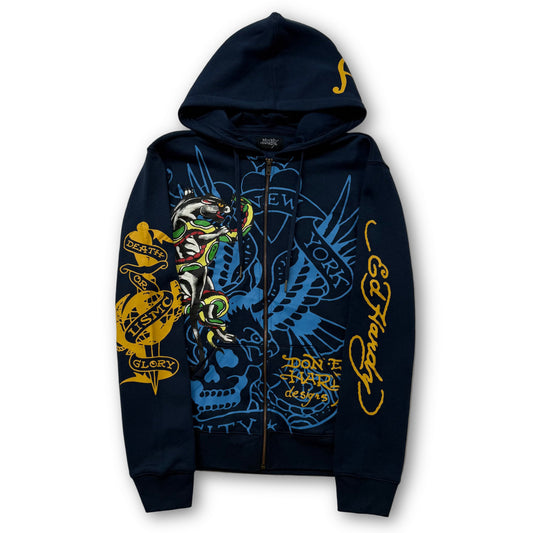 ED HARDY “Panther Bulldog” NAVY ZIP UP HOODIE