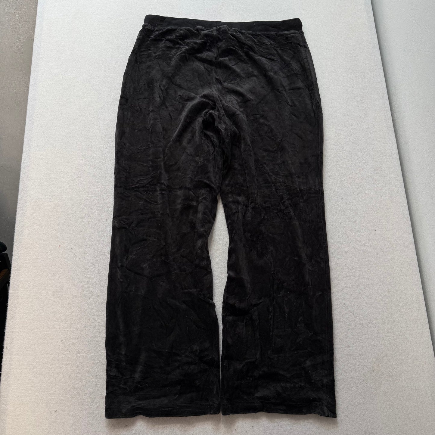 Juicy Couture True Black Velour Tracksuit Set Zip Up Hoodie & Wide Pants Size L