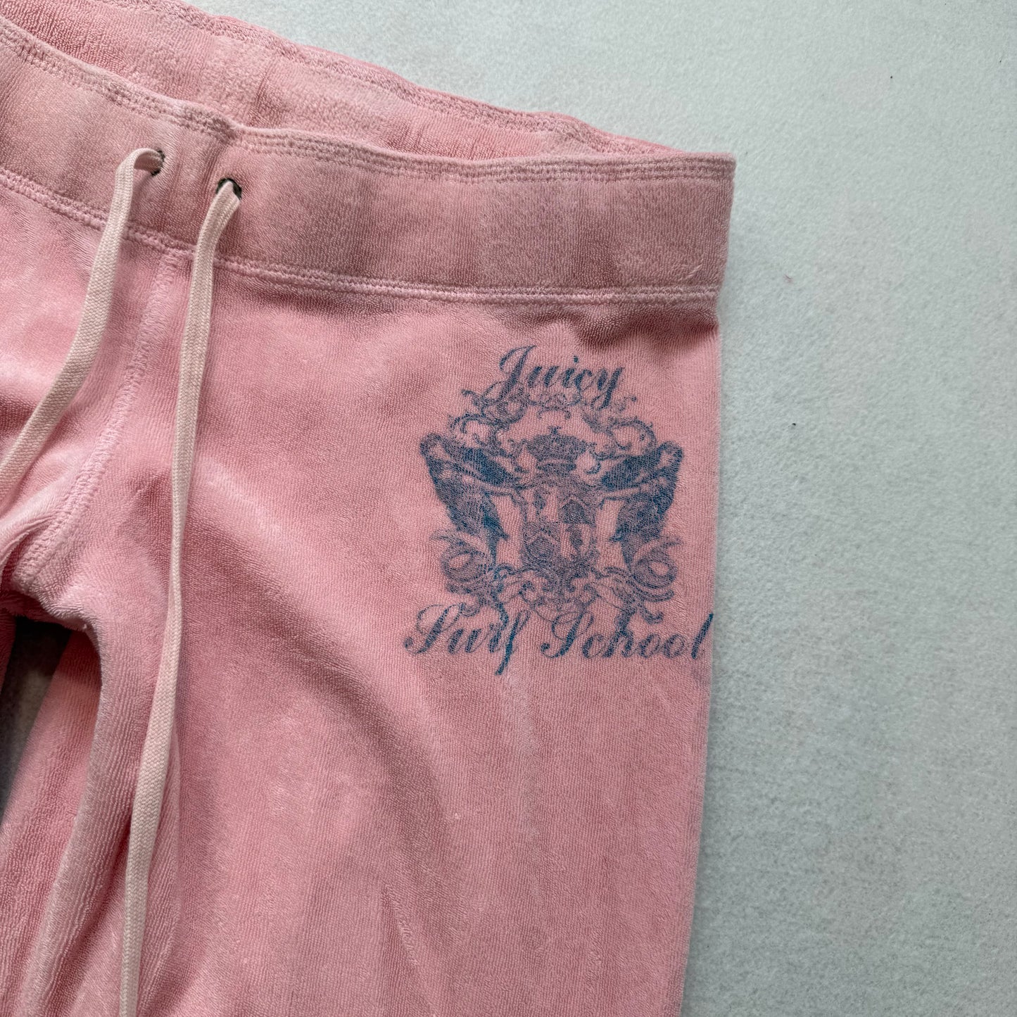 Vintage Juicy Couture Surf School Women Pink Terry Cloth Flare Track Pant Size S