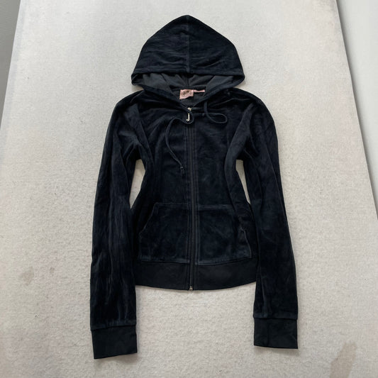 Juicy Couture Women's Charcoal Velour Tracksuit Set Hoodie & Flared Pant Size M