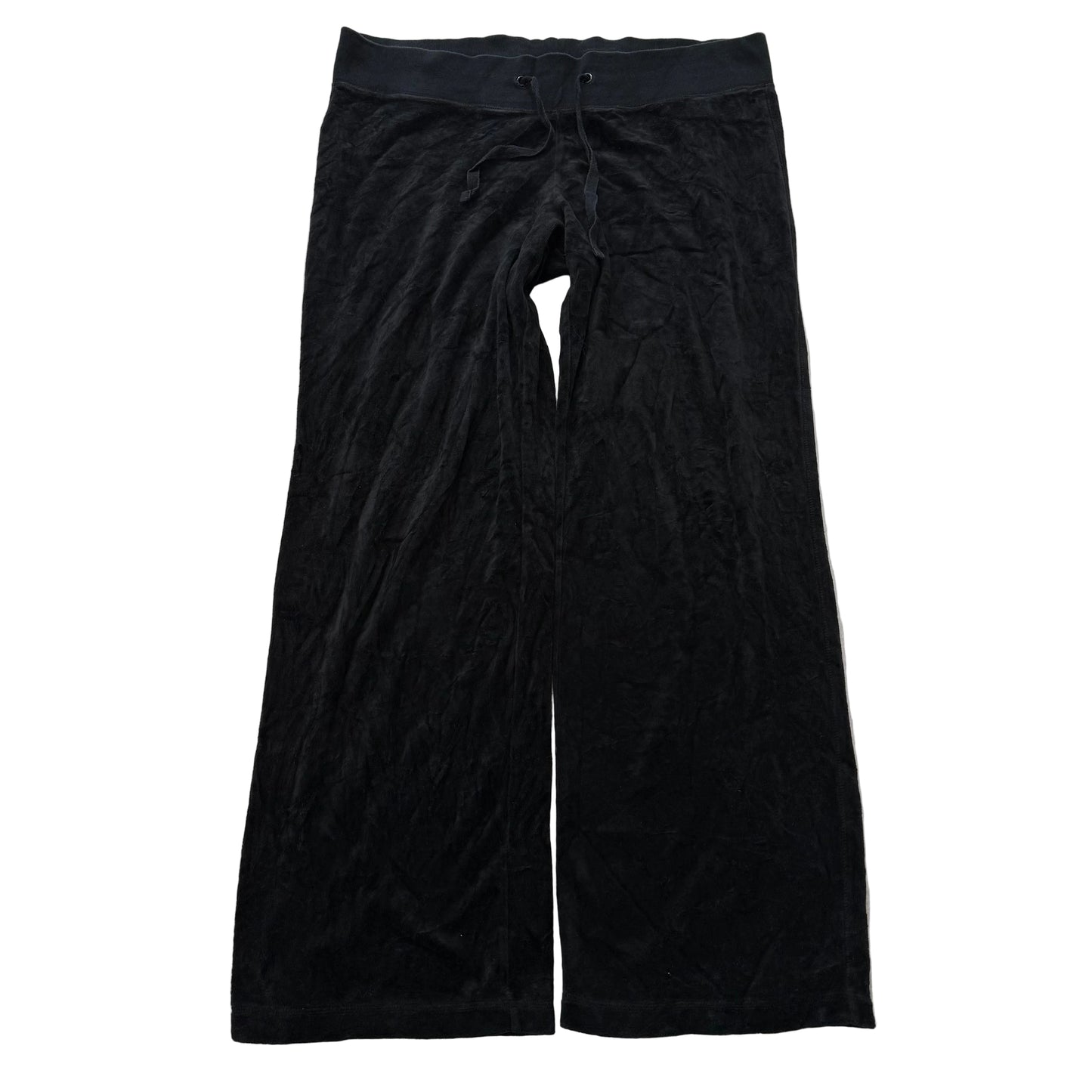 Vintage Juicy Couture Women's Black Velour Flared Wide Leg Track Pant Y2K Size L