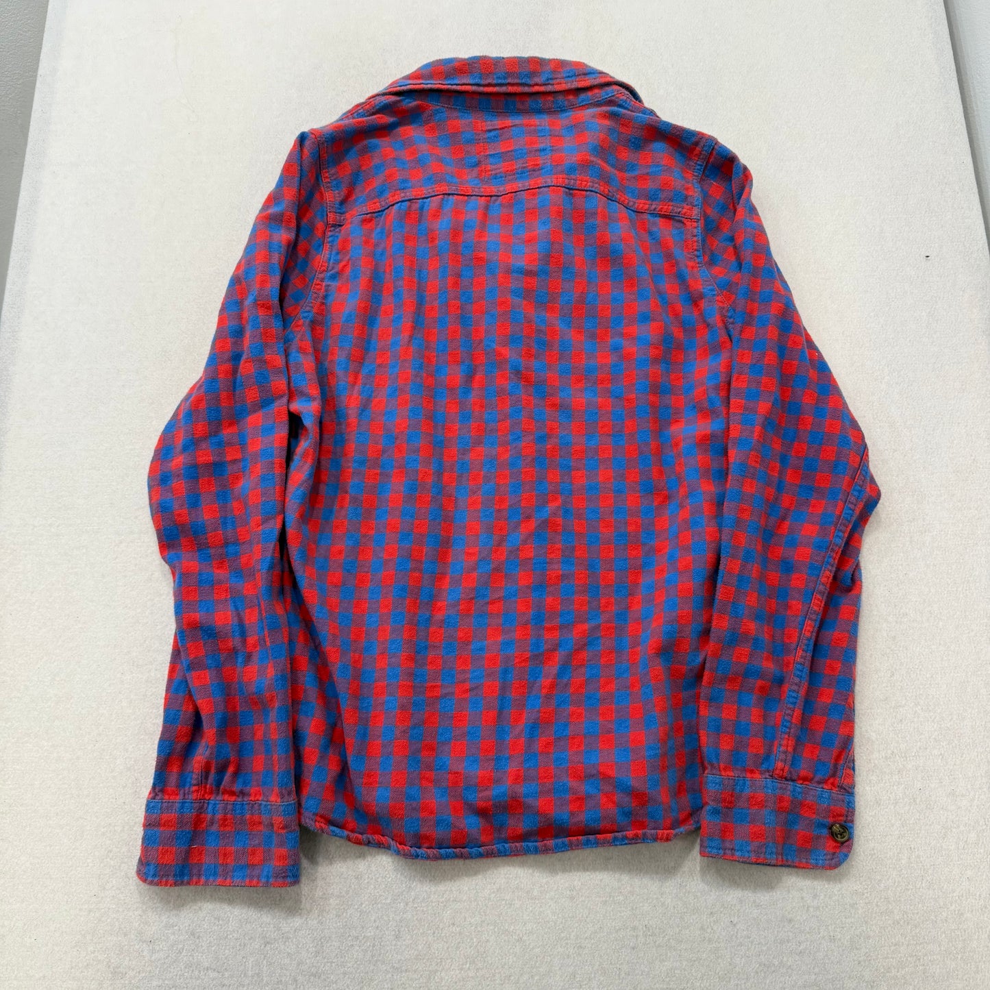 Hollister Red Blue Plaid Flannel Button Up Long Sleeve Shirt Size M