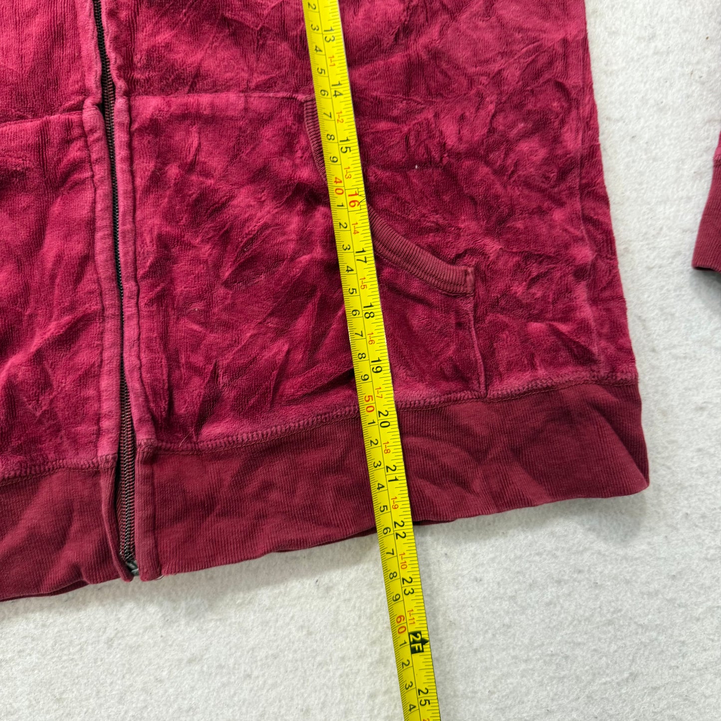 Juicy Couture Women's Maroon Velour Full Zip Hoodie Graphic Logo Preppy Size XL