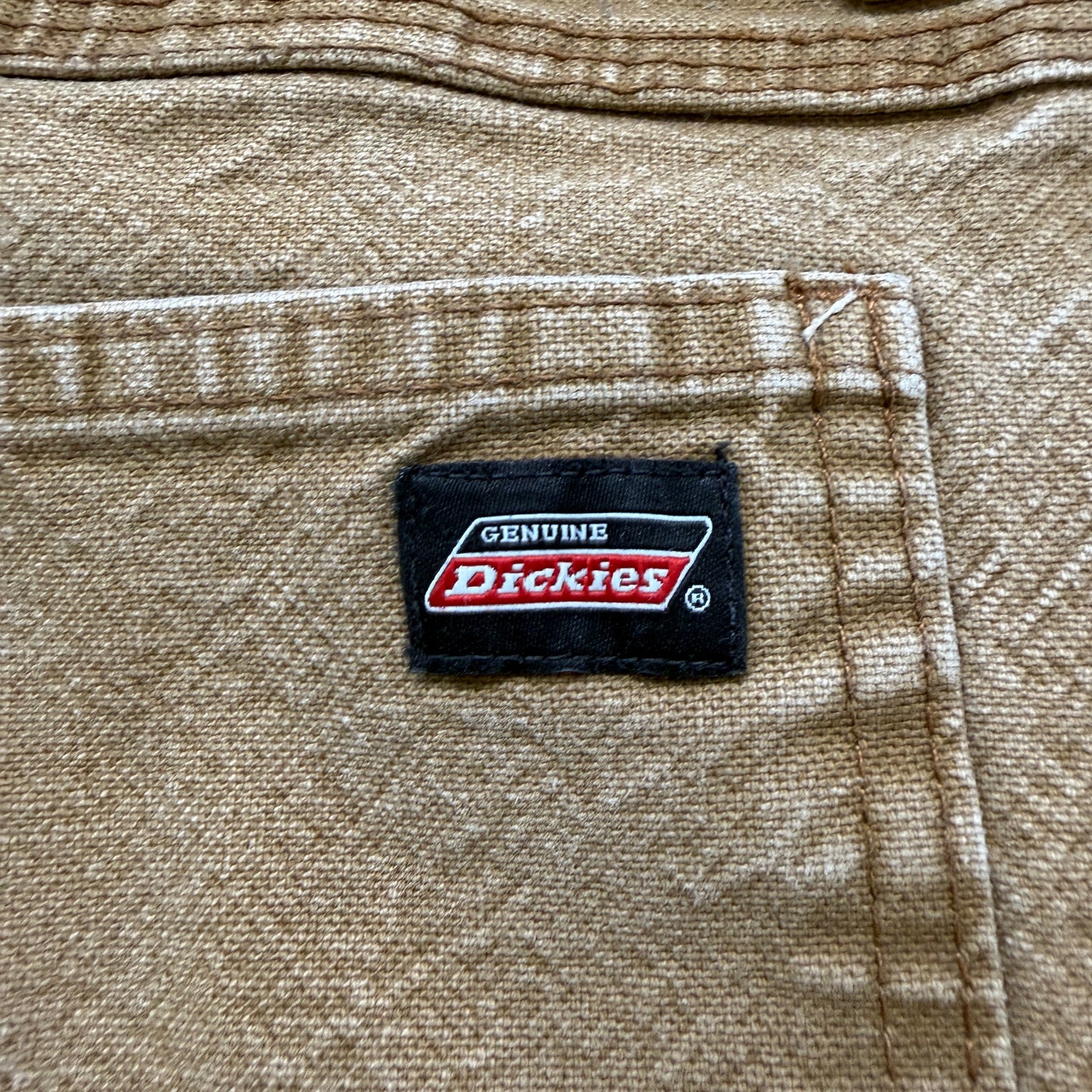 Genuine Dickies Men's Khaki Relaxed Fit Carpenter Pants Pockets Logo Size W34