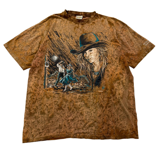 VTG "Hot Springs, Arkansas" Men's Brown T-Shirt Western Cowboy Graphic Size XL