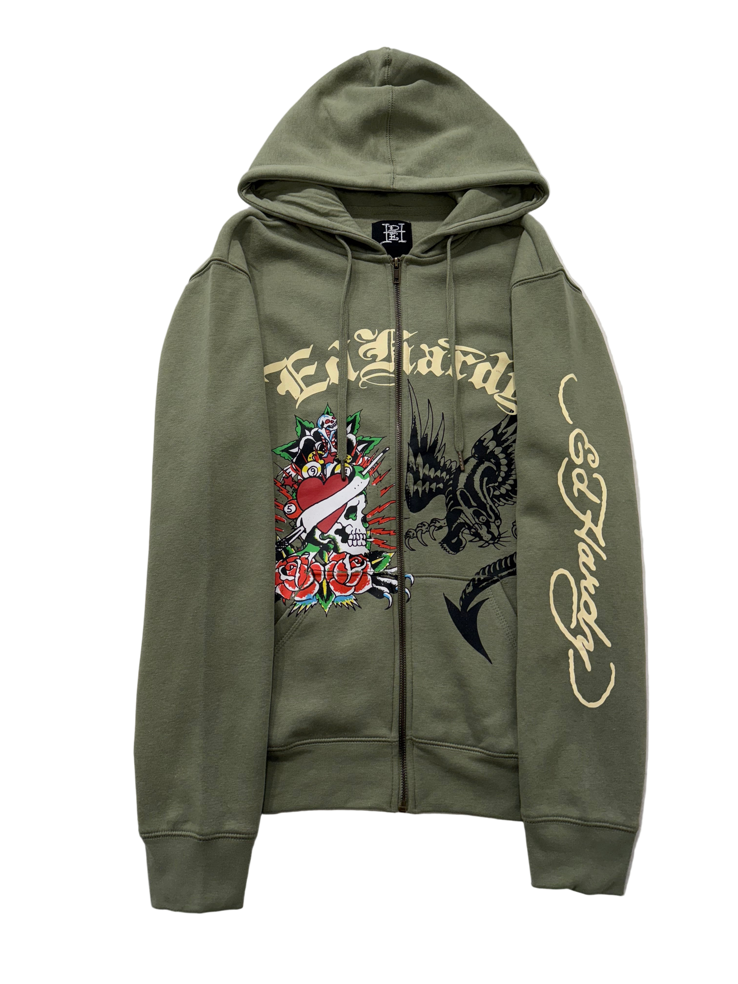 ED HARDY “Dragon Heart” SAGE ZIP UP HOODIE - Clean Curriculums 