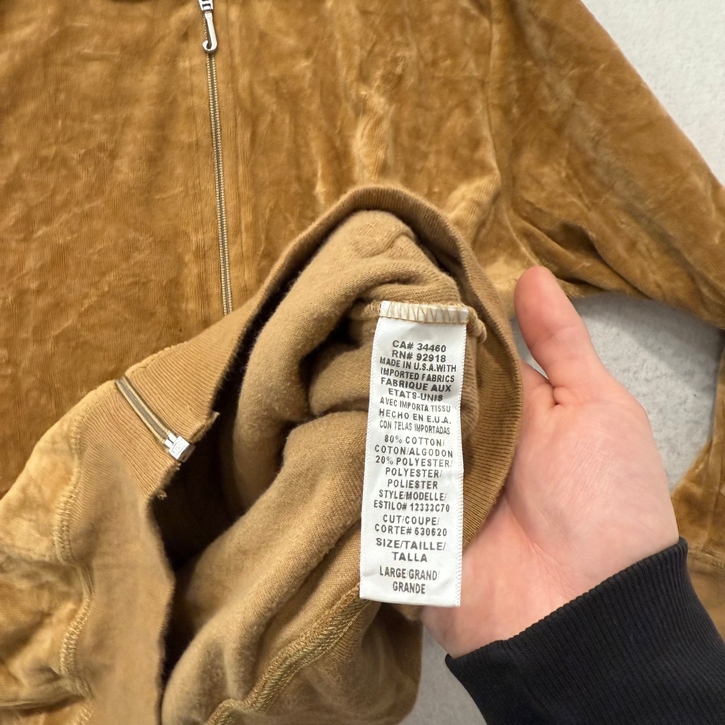 2003 Vintage Juicy Couture Women's Toffee Velour Full Zip Hoodie Graphic Size L