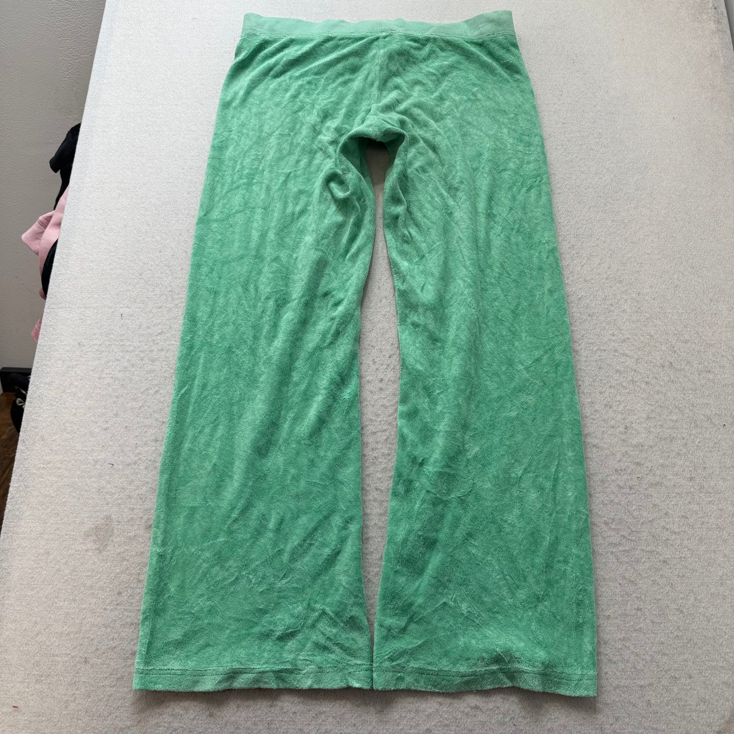 Vintage Juicy Couture Women's Mint Green Terry Cloth Flared Track Pants Size S