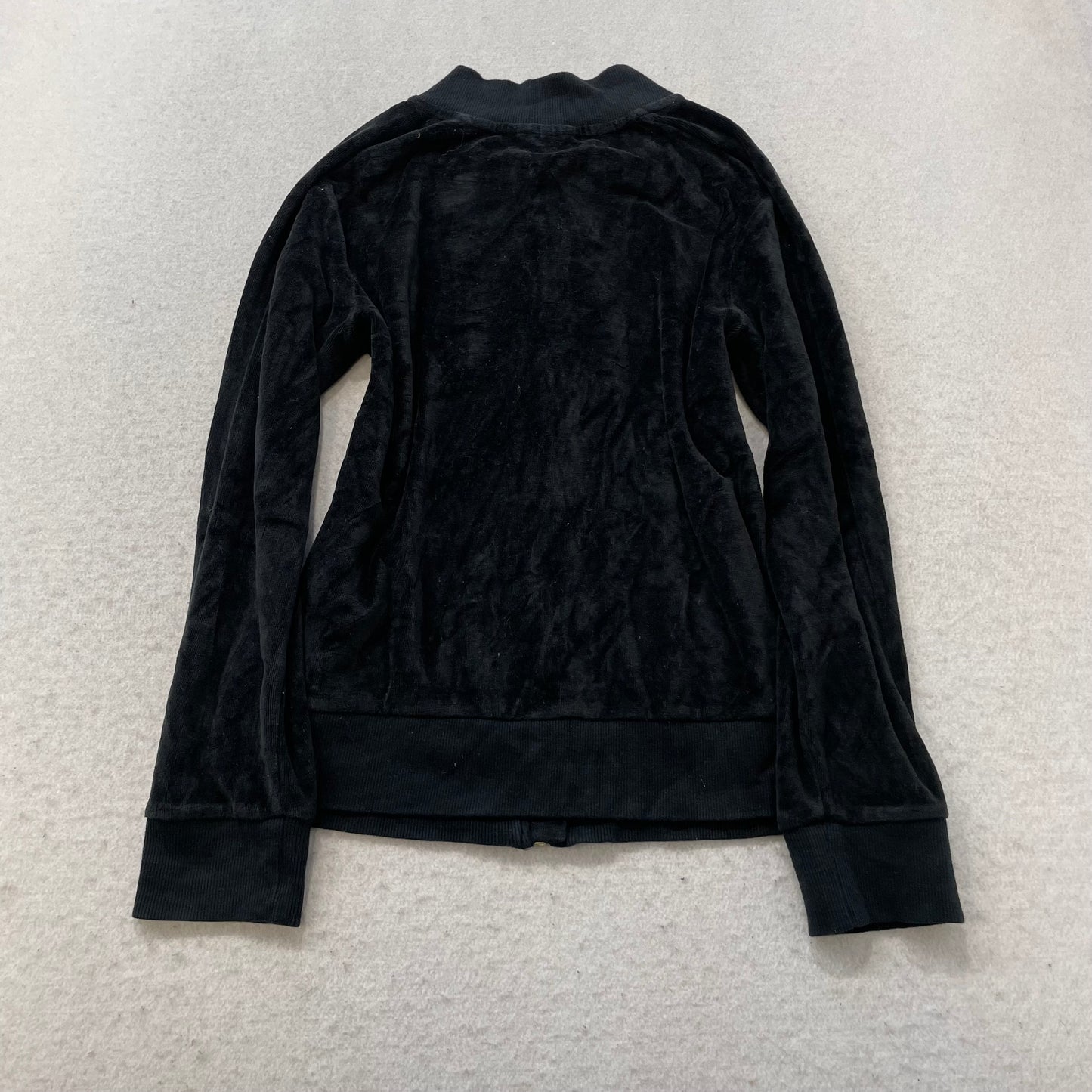 Puma Women's Jet Black Velour Zip-Up Track Jacket Loungewear Casual Logo Size M