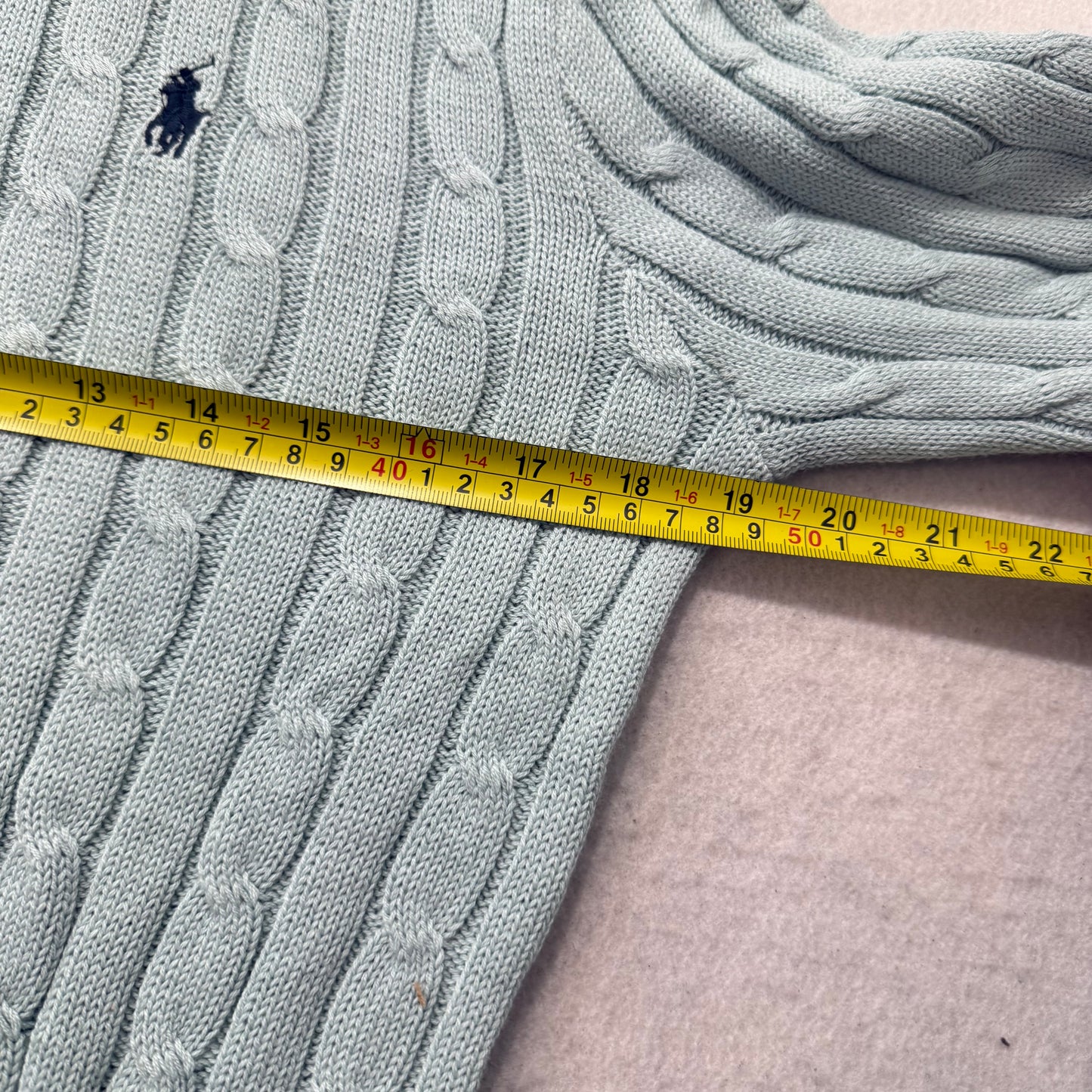 Polo Ralph Lauren Mens Pale Seafoam Cable-Knit Sweater Heritage Style Size S NWT