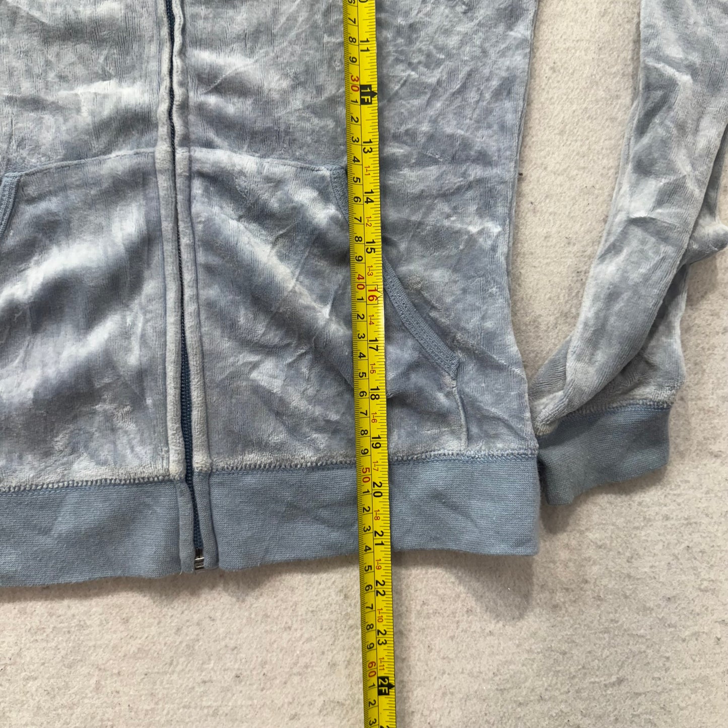 Vintage Juicy Couture Women's Heather Blue Velour Full Zip Hoodie Preppy Size S