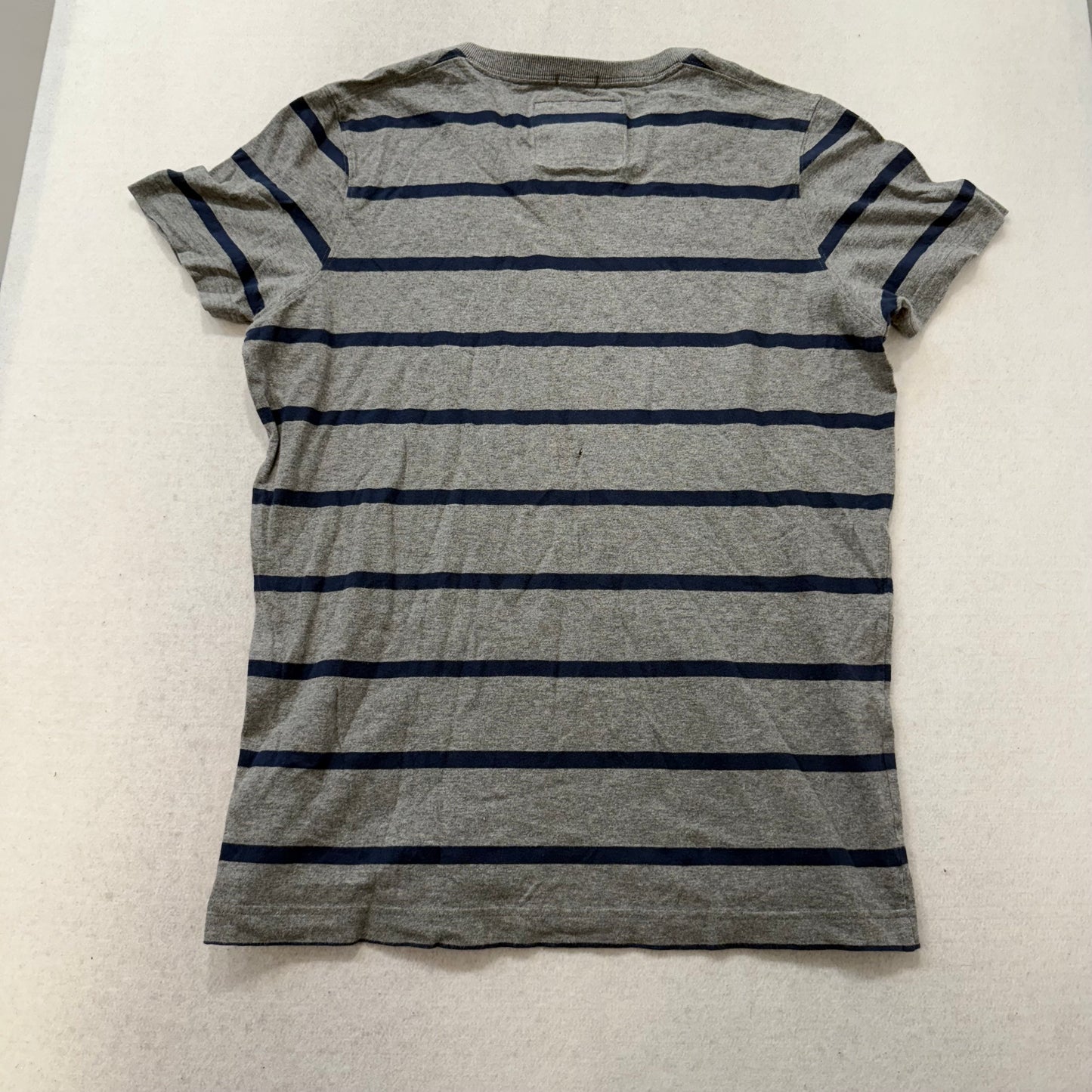 Abercrombie & Fitch Co. Men's Gray Navy Stripes Cotton T-Shirt V-Neck Size 2XL