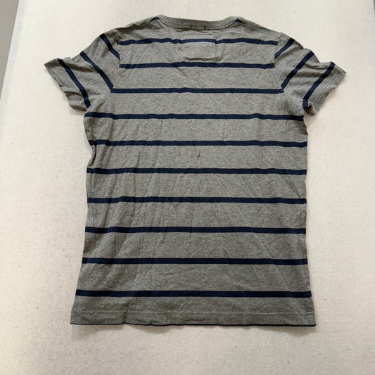 Abercrombie & Fitch Co. Men's Gray Navy Stripes Cotton T-Shirt V-Neck Size 2XL