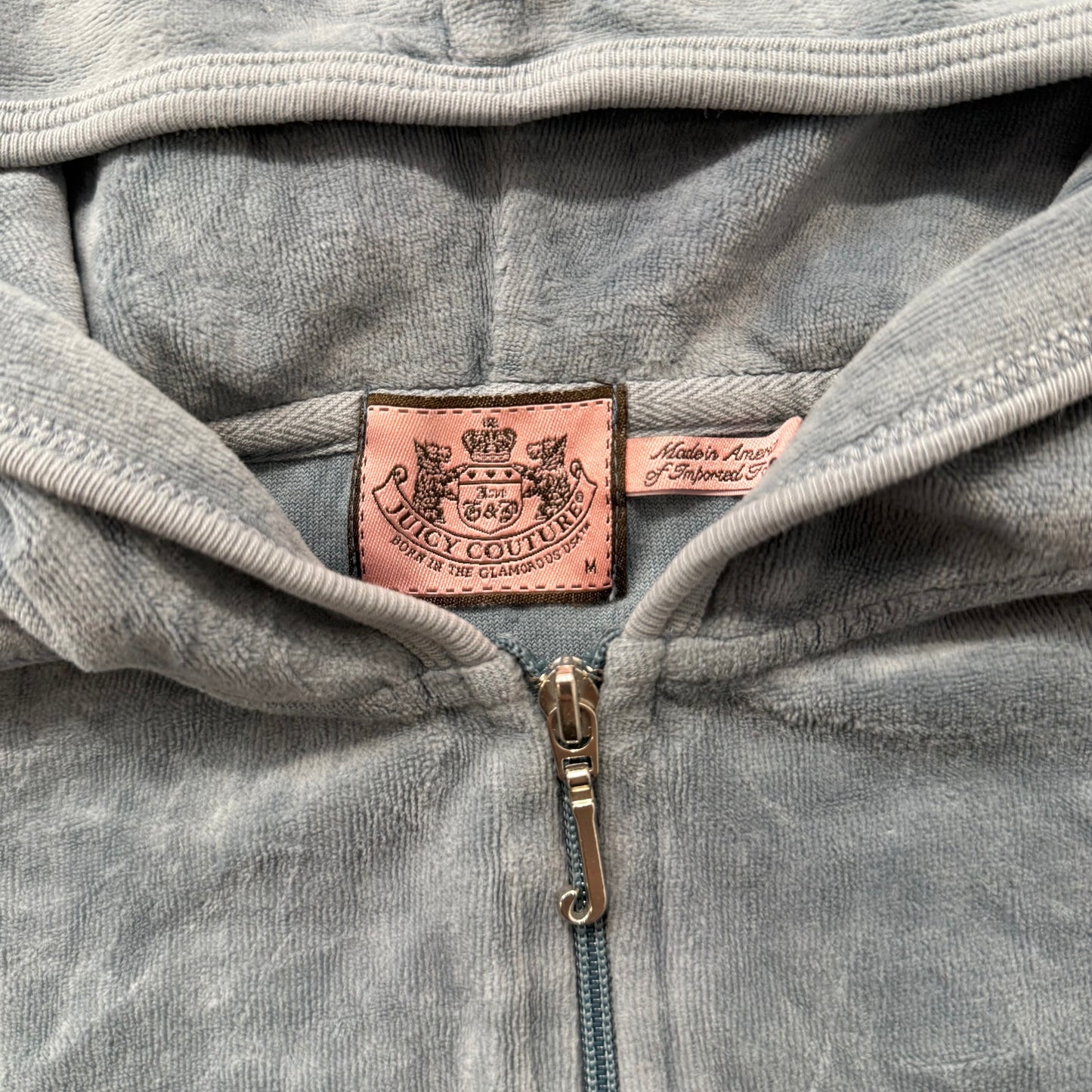 Juicy Couture Women's Slate Gray Velour Full Zip Hoodie Loungewear Preppy Size M