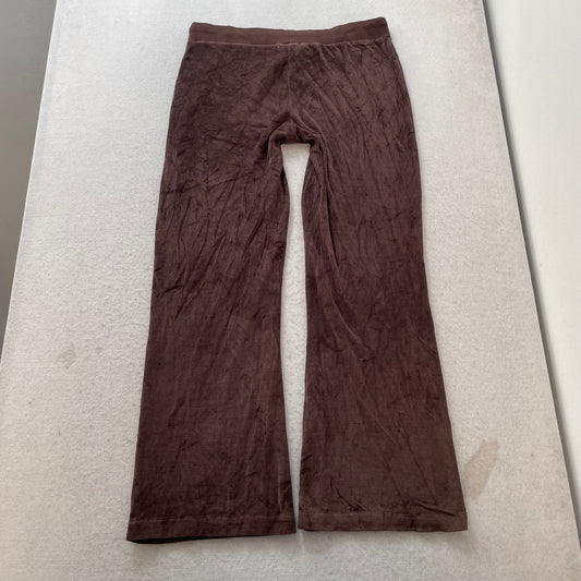 Juicy Couture Women's Dark Brown Velour Flared Leg Track Pant Drawstring Size XL