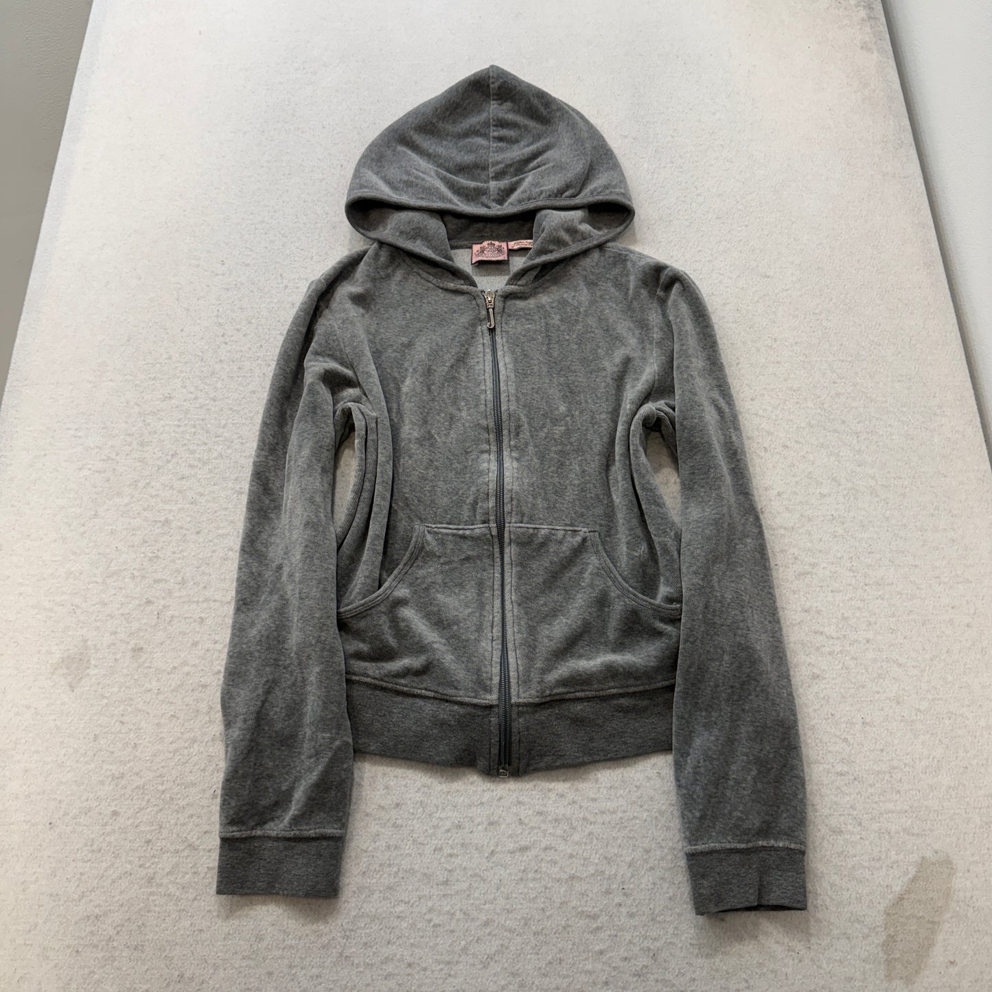 Vintage Juicy Couture Scottie Dogs Women's Gray Velour Zip-Up Hoodie Logo Size S