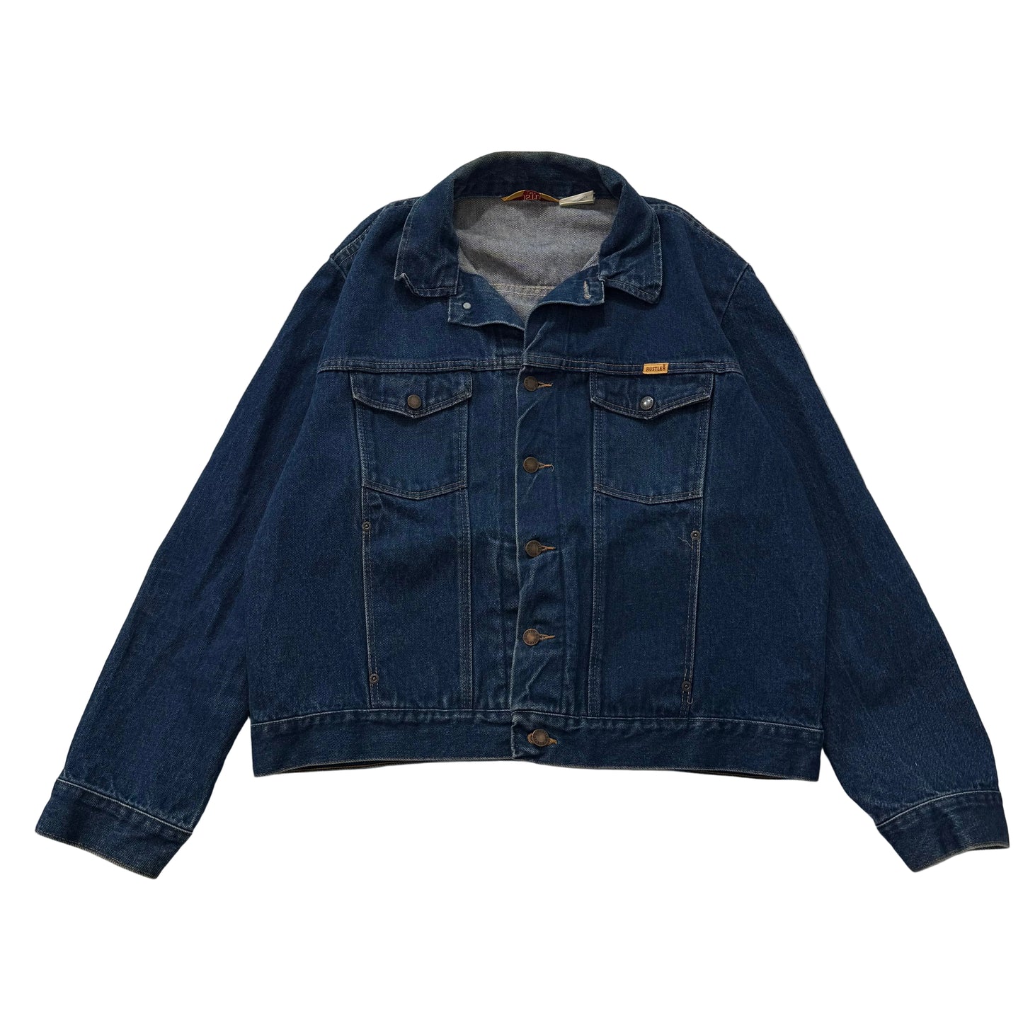 Vintage Rustler Men's Blue Dark Wash Denim Trucker Jacket 100% Cotton Size XL