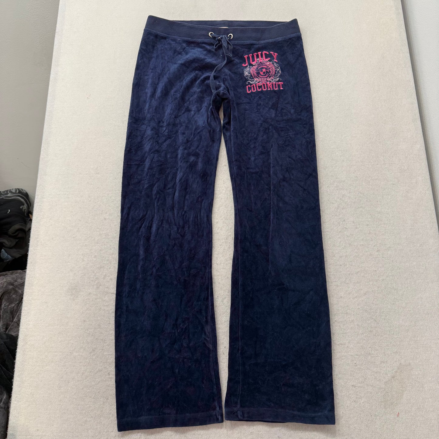 Juicy Couture “Juicy Coconut” Navy Velour Tracksuit Set Hoodie & Pants Size XL