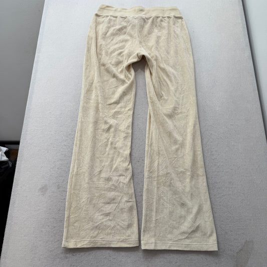 2003 Juicy Couture Women's Beige Velour Flare Track Pants Drawstring Y2K Size XL