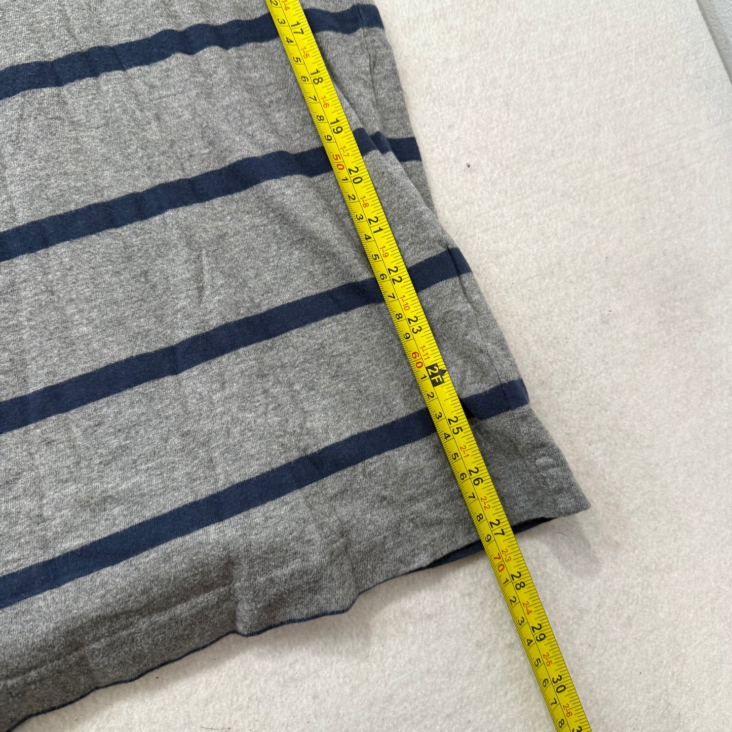 Abercrombie & Fitch Co. Men's Gray Navy Stripes Cotton T-Shirt V-Neck Size 2XL
