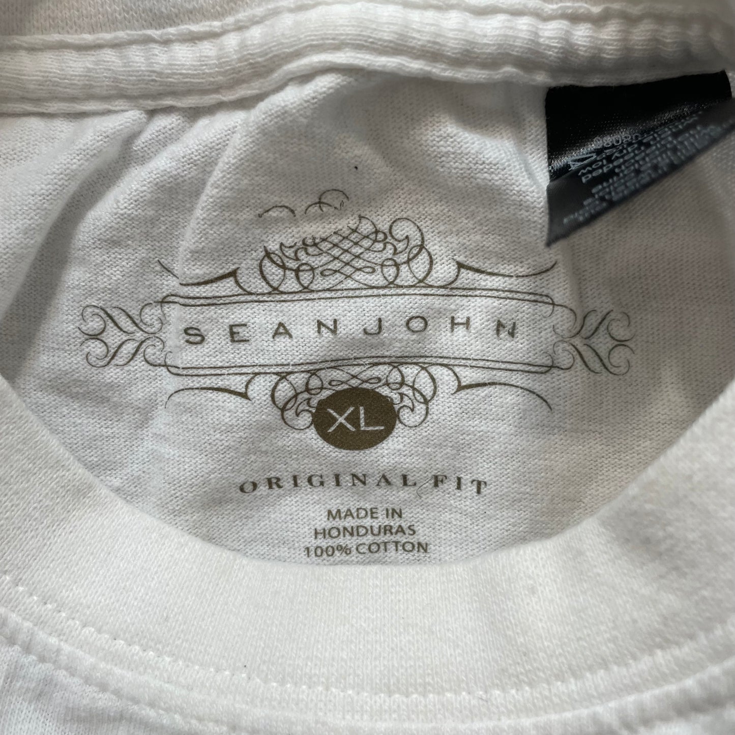 Sean John Platinum Status Men's White Cotton T-Shirt Studded Spell Out Size XL