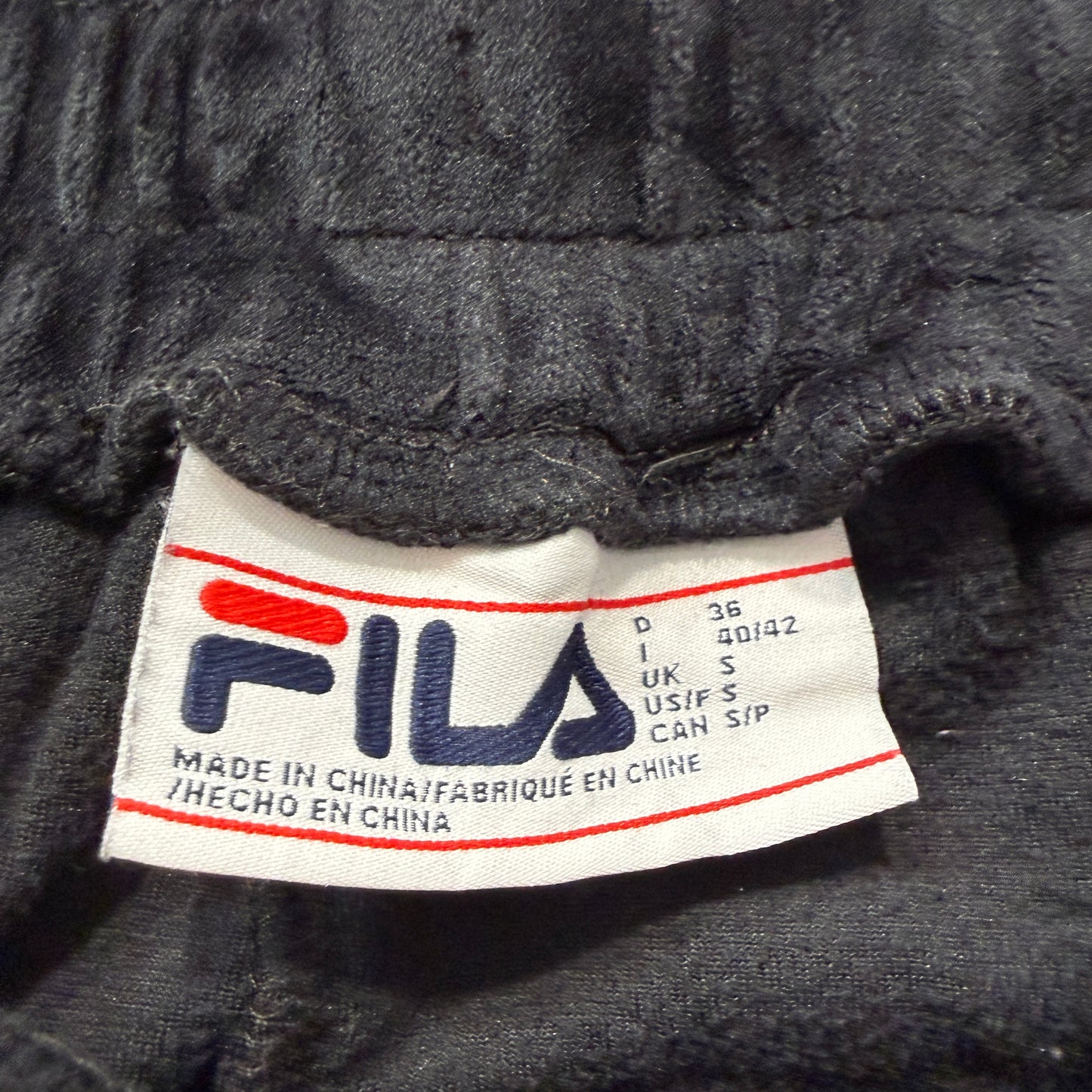 Fila Womens Black Velour Pajama Pants Tapered Leg Drawstring Pockets Logo Size S