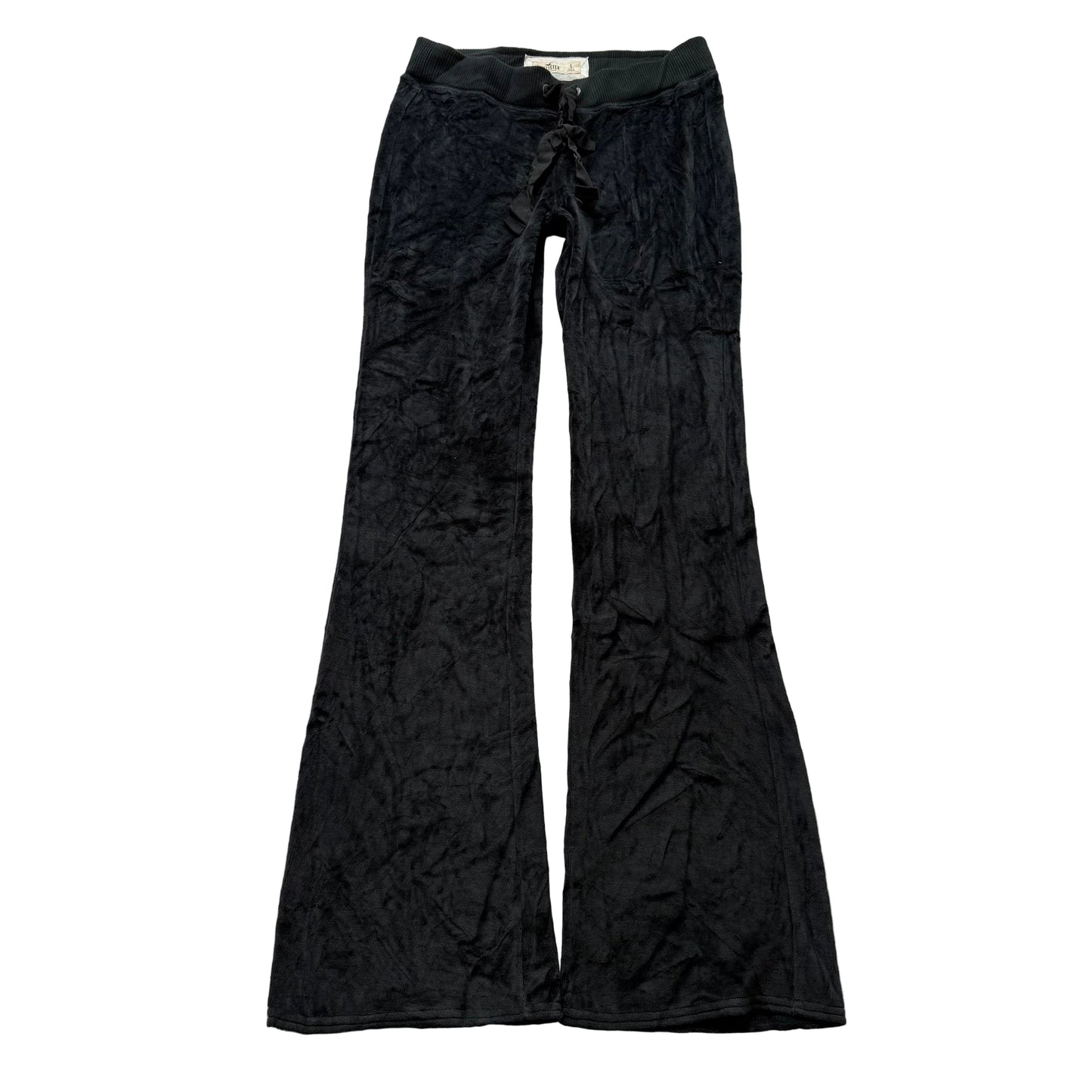 Hollister Women's Black Velour Flared Track Pant Back Pockets Y2K Preppy Size S